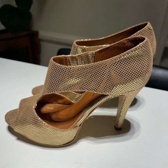 Dolfine Satie Paris Stiletto’s Open Toes Color Gold/Bronze Size Euro 37 - Picture 3 of 13